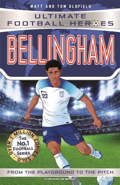 Jude Bellingham book in the Ultimate Football Heroes series aimed at young fans, perfect gift for Bellingham fans.